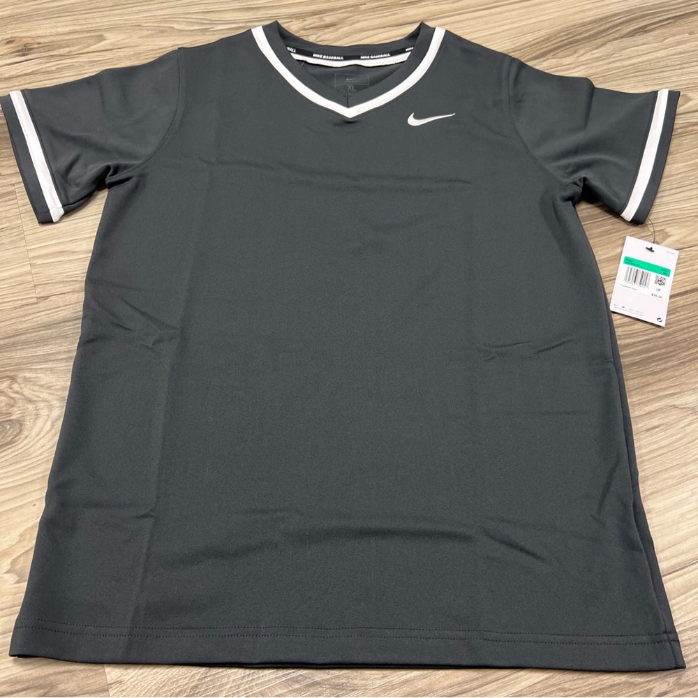 Nike Baseball Pullover Jersey Gray/White Boys XL DM3969-061 NWT